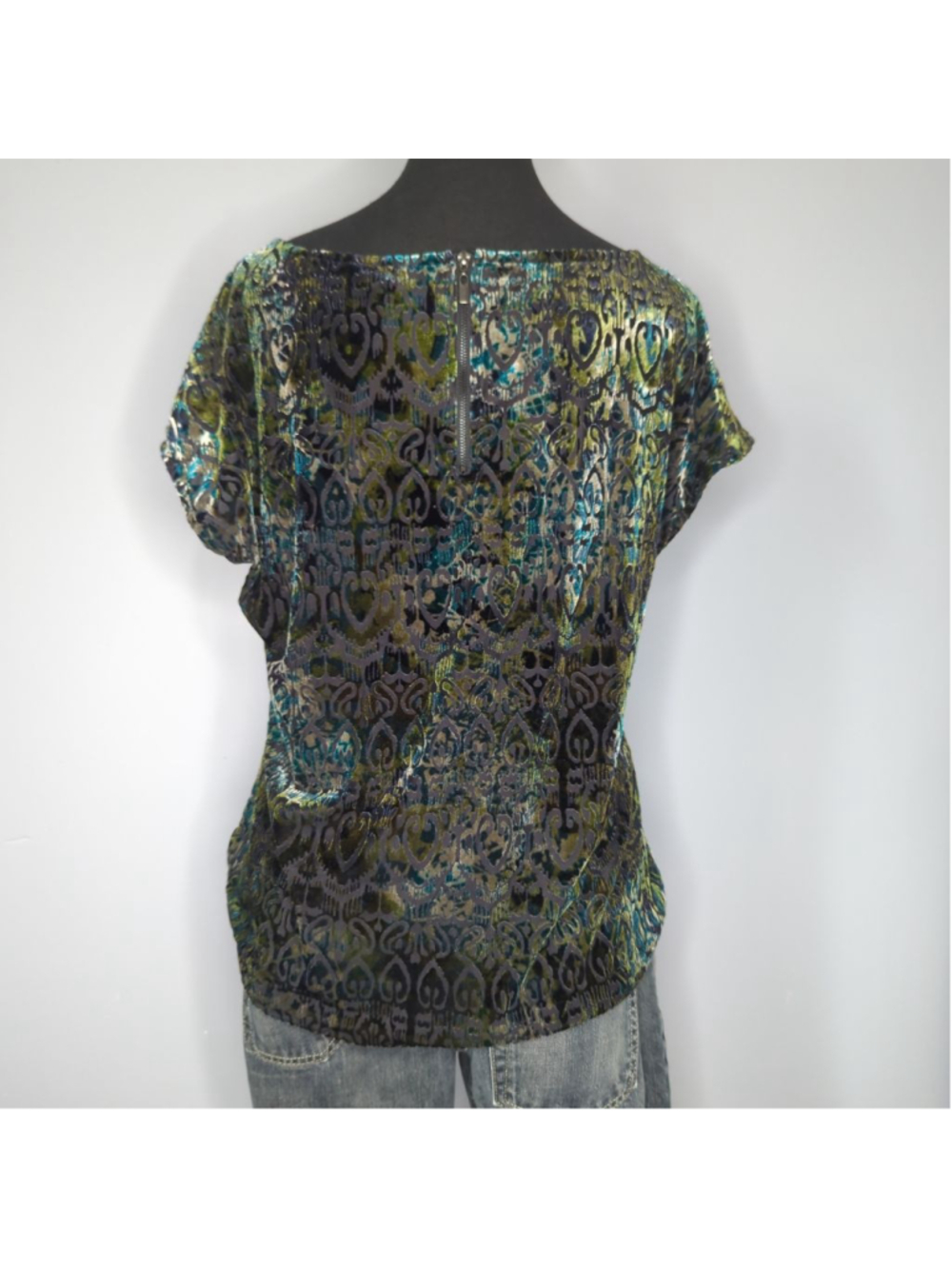 Reitmans Vintage 90s/Y2K Velvet Burnout Paisley Top Sz L Whimsigoth Romantic - Picture 5 of 12